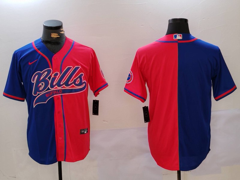 Men Buffalo Bills Blank Blue Red Joint Name 2024 Nike Limited NFL Jersey style 1